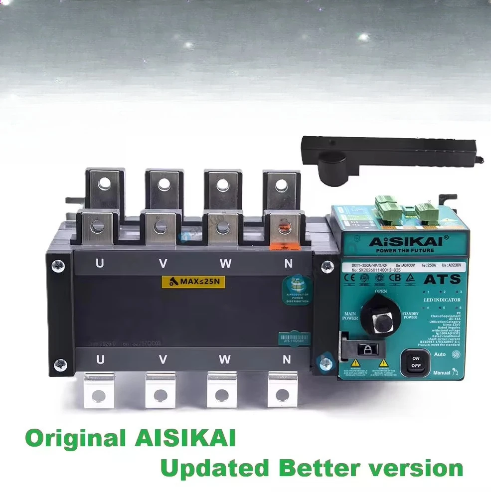 Factory Supply AISIKAI 160A 250A 300A 4P ATS Generator Dual Power Automatic Transfer Switch Circuit Board Change Over Switch