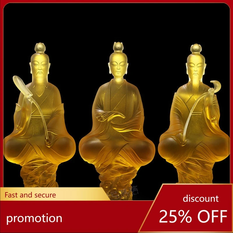 Cz ancient colored glaze three pure taoist god statue taoist yuan shi tianzun taoist tianzun living room desktop decoration