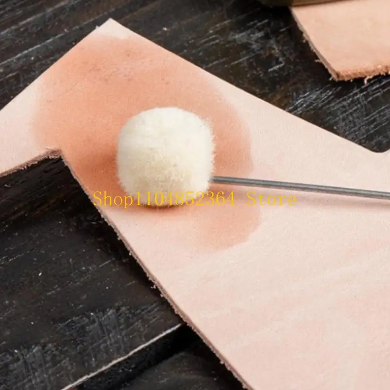 

652F 10pcs Wool Daubers Leather Ball Brush Leather Dye Applicator Metal Handle