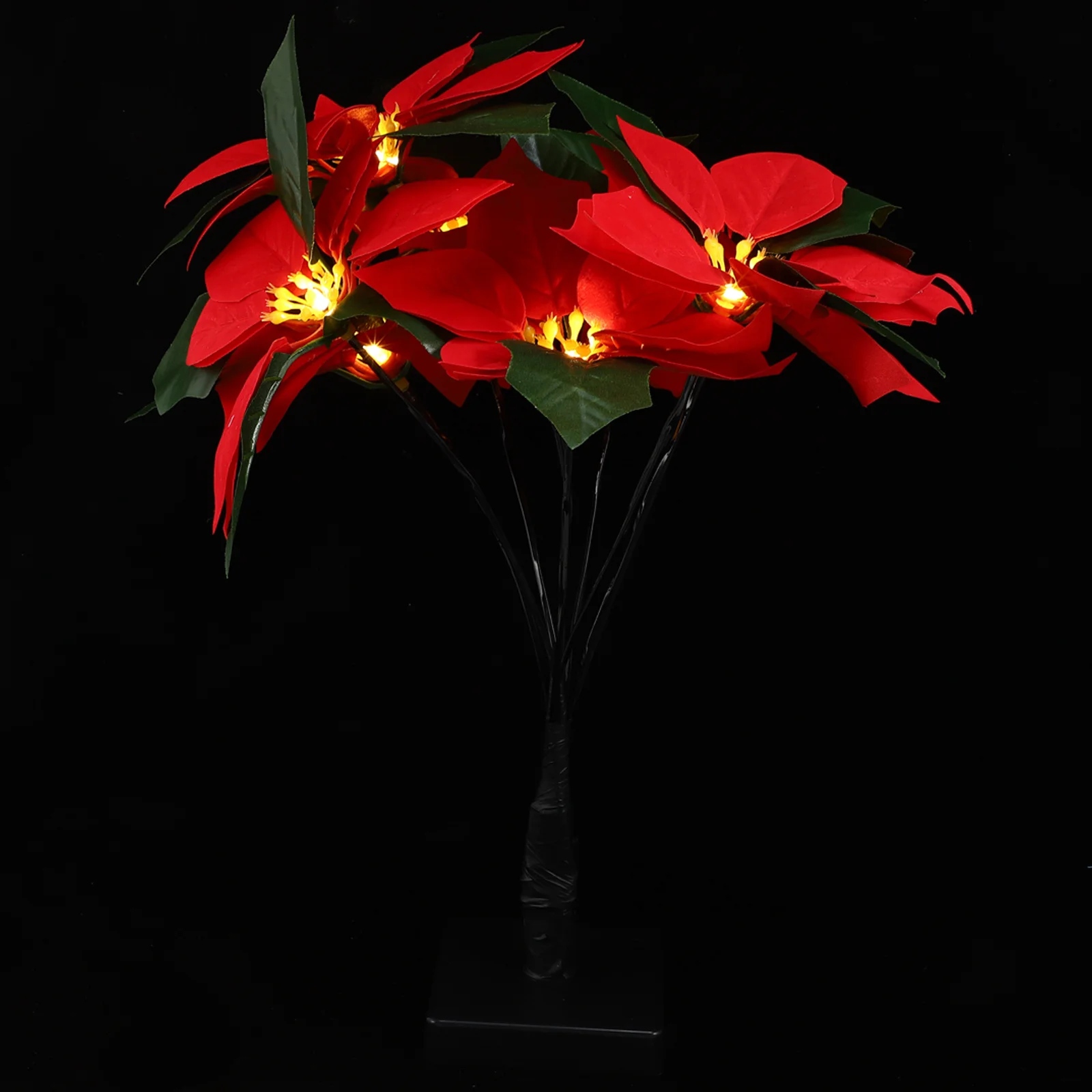 

1Pcs Xmas Poinsettia Tree Lamp USB Powered Christmas Scene Decor Artificial Flower Lamp Festival Decorative Warm Light