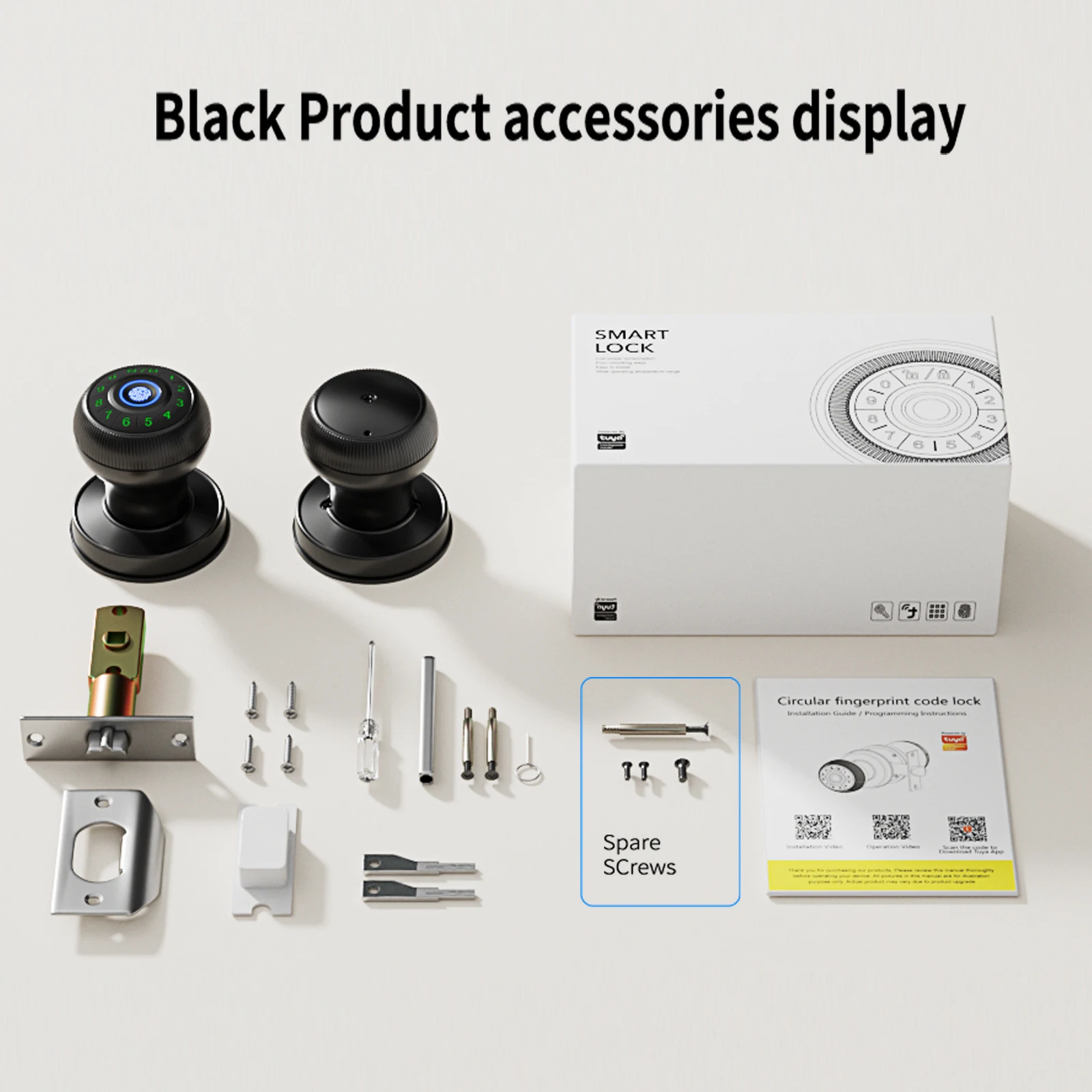 Fingerprint Password Smart Knob Lock, App Control Keyless Entry Electronic Lock for Hotel Apartment Office