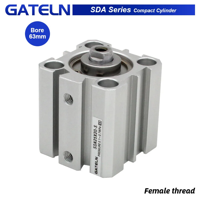 SDA63 air pneumatic cylinder double acting compact cylinder SDA63X25S SDA63X50S SDA63X75 SDA63X100S