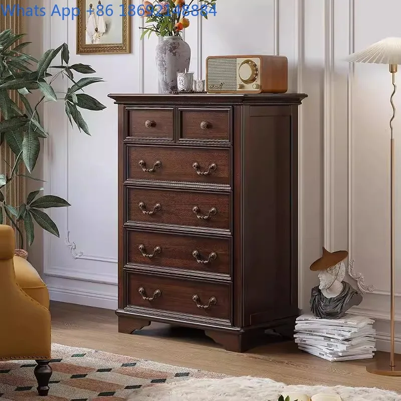 Vintage Style Wooden Storage Cabinet for Bedroom Living Room Multi Drawer Chest Home Organization Furniture
