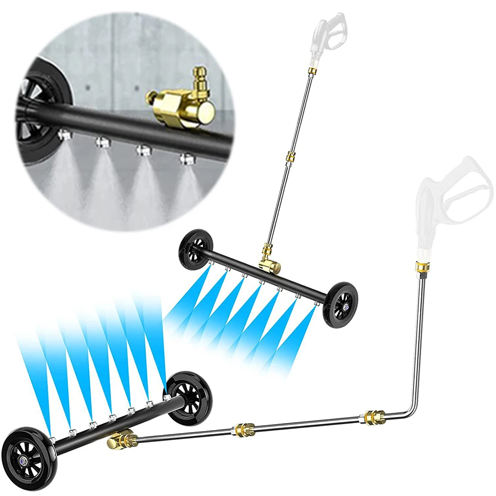 22 Inch Water Broom Under Car Chassis Floor Wash Extendable 3-Wand Underbody Cleaning Water Broom 1/4 Quick Connector 4000 PSI