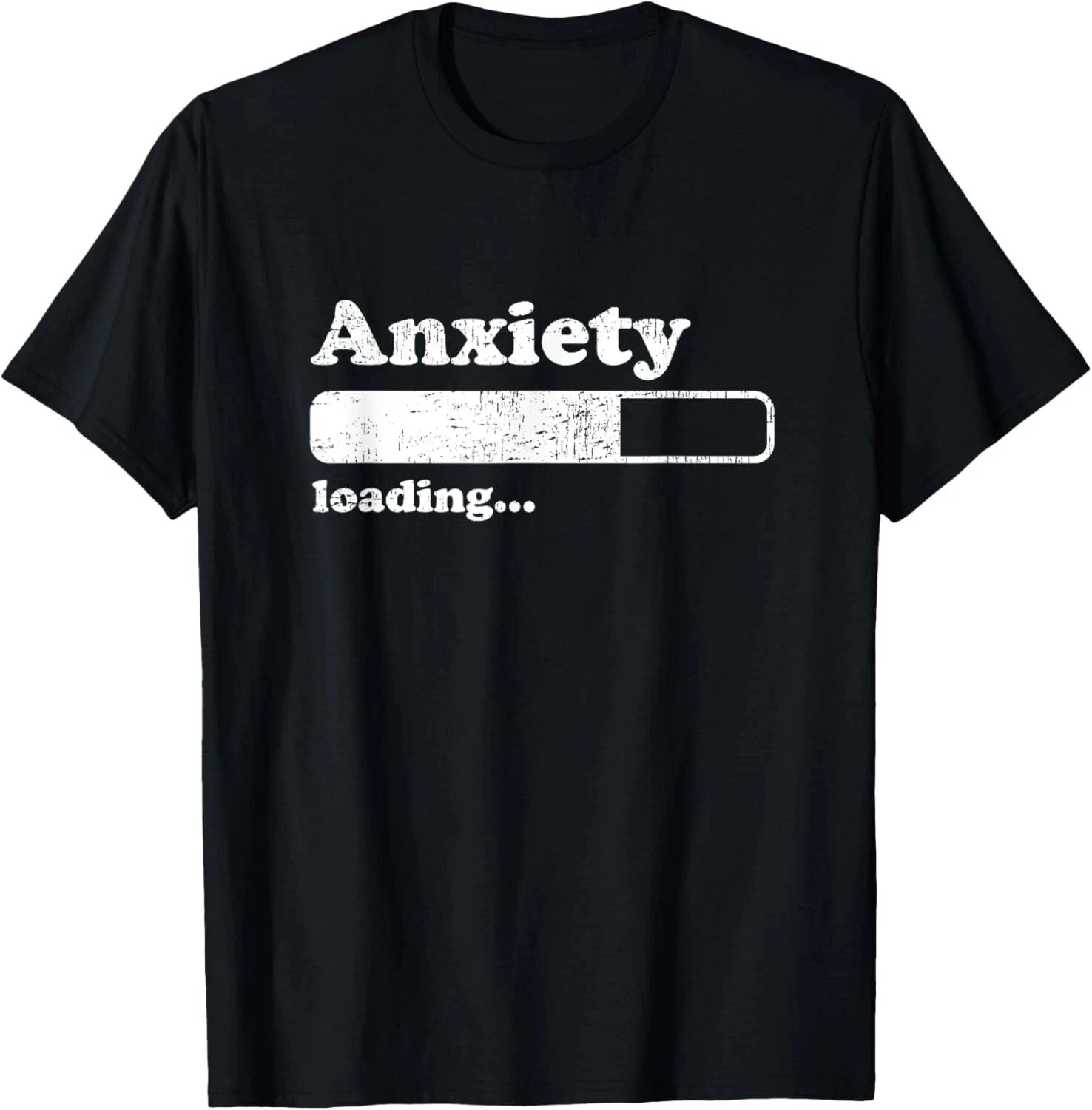 Vintage Anxiety Loading Progress Bar Print T Shirt Men Funny Text Graphic Short Sleeve Soft Cotton Casual Streetwear Tee Tops