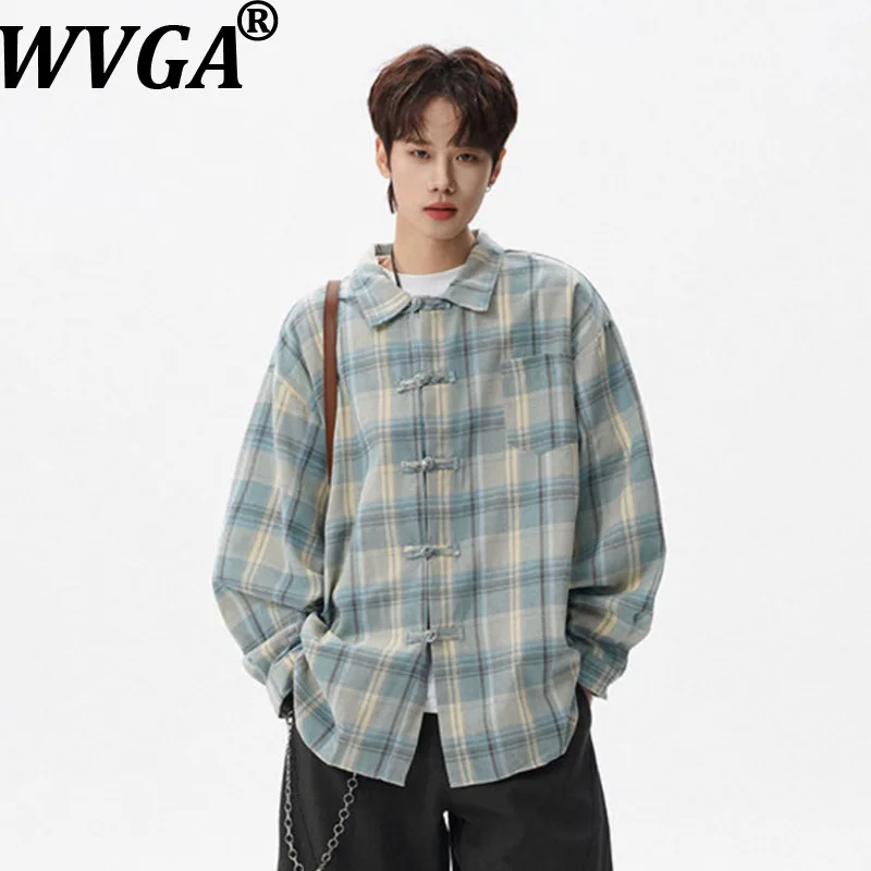 

WVGA Spring Autumn New Man Tide Chinese Style Button-up Trendy Long Sleeve Shirt Niche Chic Casual Oversized Tops Ins Y2K W20152