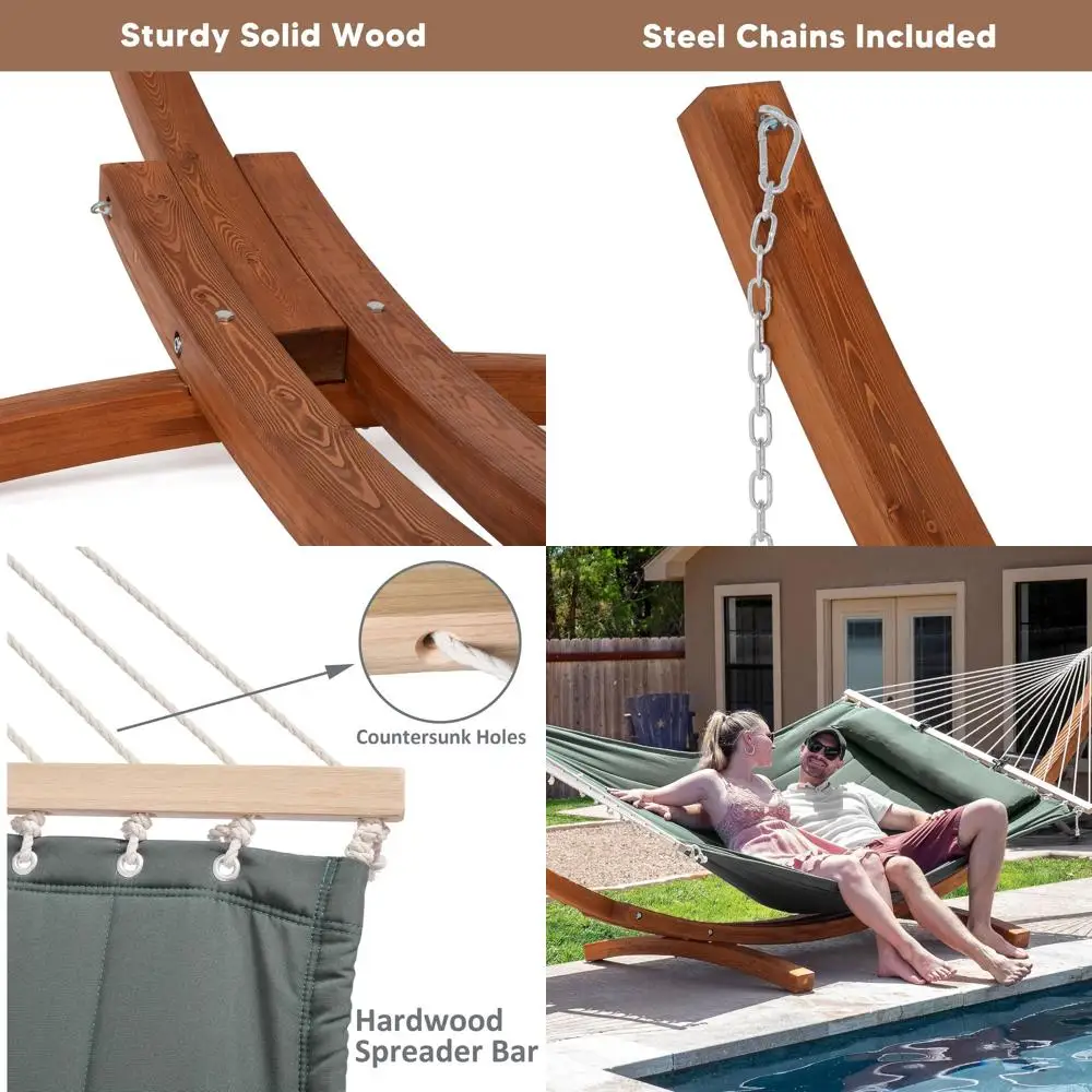 Extra Large Two Person Hammock with Wooden Stand