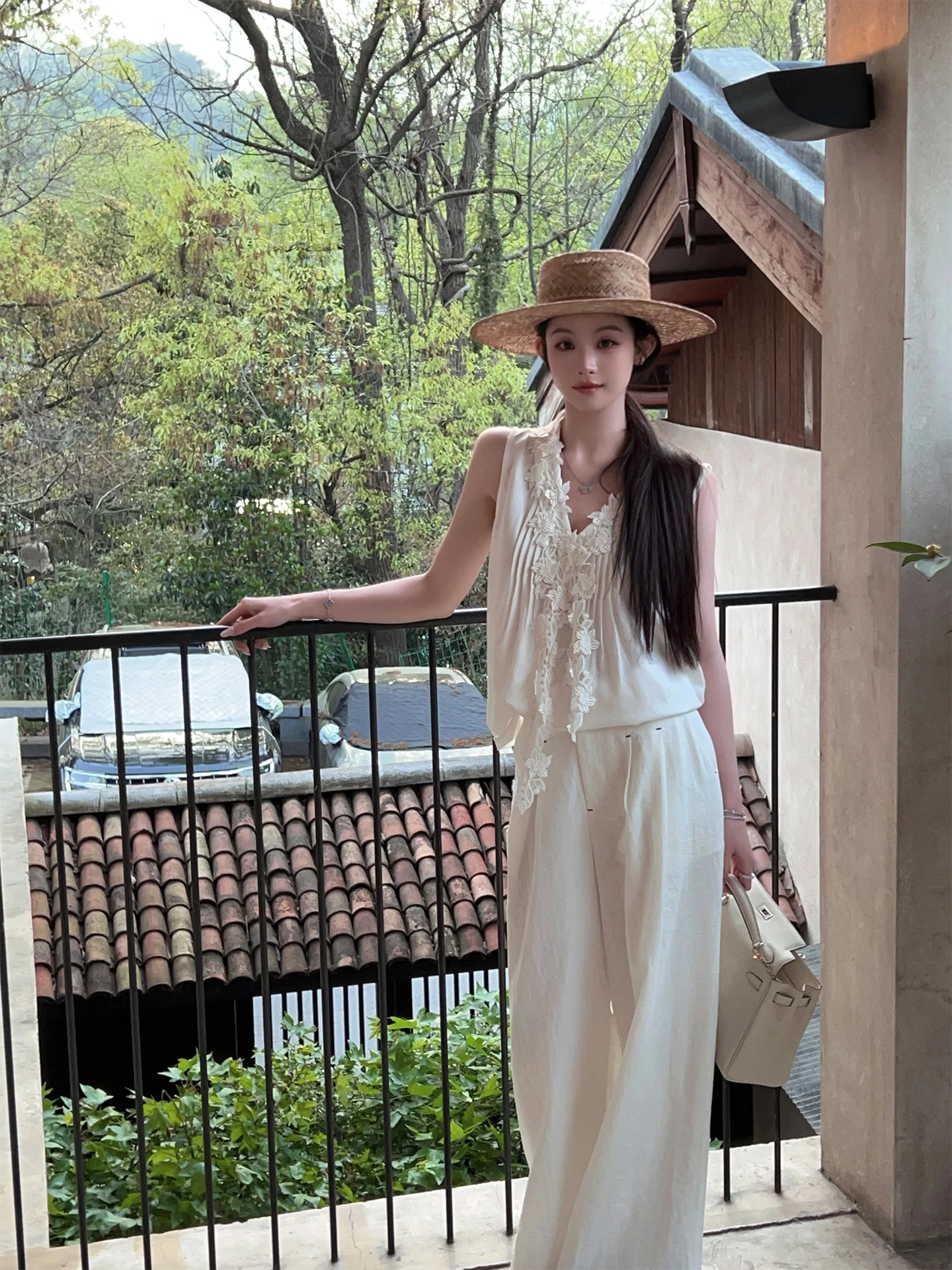 

Летний женский топ FairyJiang без бретелек с V-образным вырезом, кружевной отделкой, из хлопка и льна, дышащий, повседневный