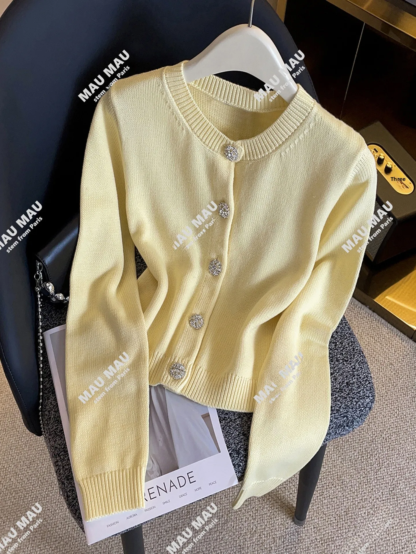 

Ele Knitted Cardigan Women's Top with Precise Button Design South Oil High End Faion Commute Sle Regular Fit Long Sve