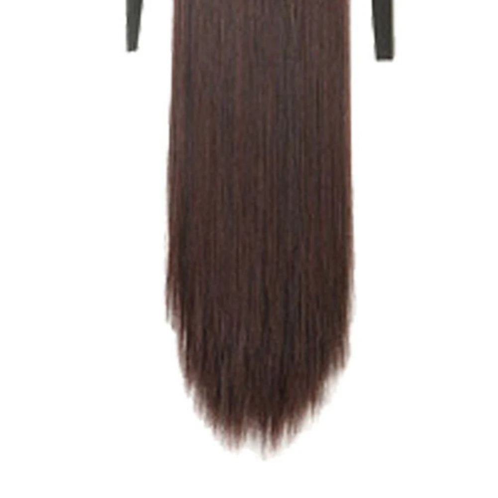 False Ponytail Hair Extension Wig Clip in Straight Long Synthetic Wrap Around Tail Hairpiece C