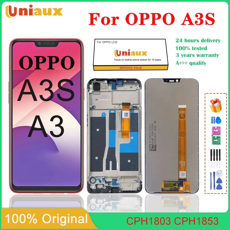 

6.2" Original For Oppo A3s LCD Display Replacement Touch Screen Digitizer For OppoA3s CPH1803 CPH1853 CPH1805 Display with Frame