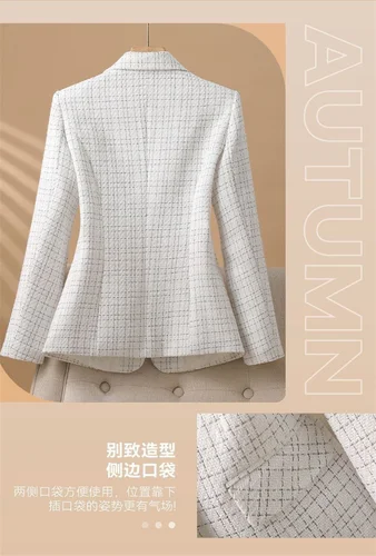 Temperamento Socialite traje blanco chaqueta 2025 otoño e invierno fragancia nuevo estilo elegante traje de estilo occidental