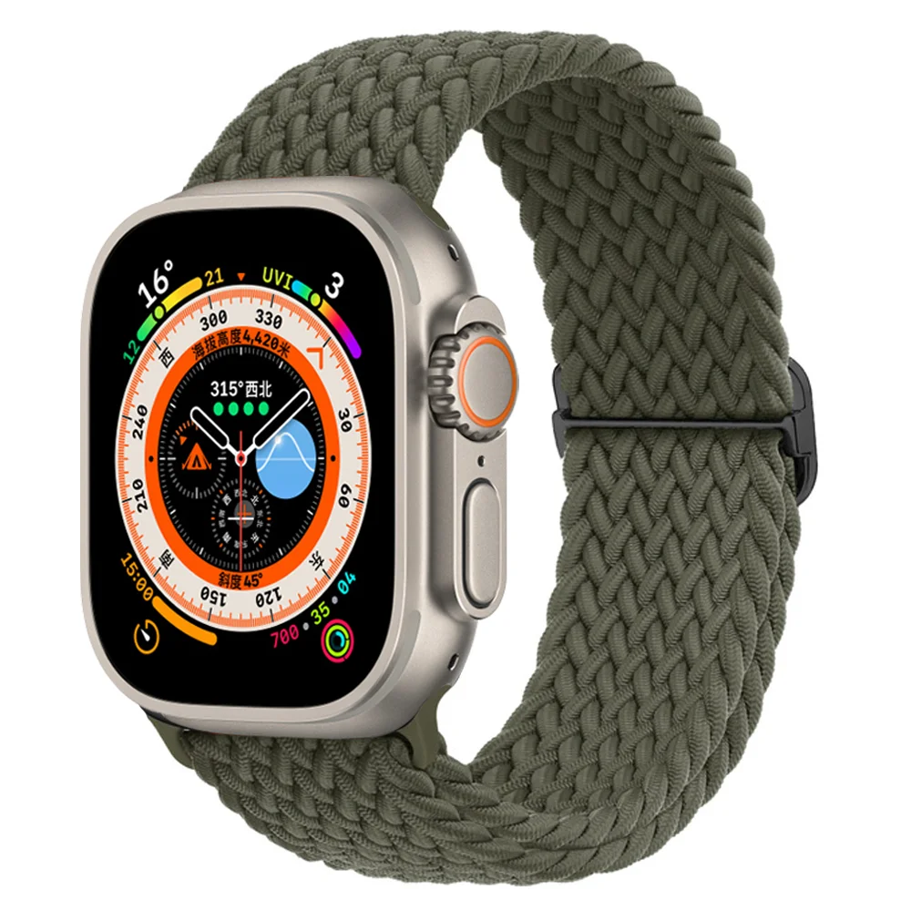 For Apple watch Strap 49mm 44mm 45mm 40mm 42mm 41mm 44 mm nylon watchband Braided bracelet correa Series 9 Ultra 2 8 7 6 5 4 SE