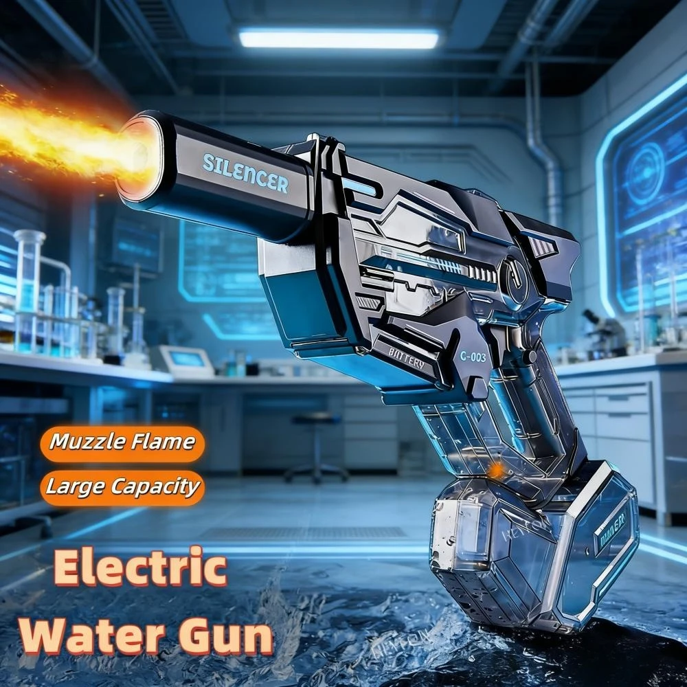 

Electric Water Gun with Flash Light and Muzzle Automatic Water Blaster for Summer Pool Outdoor Fighting Toys for Adults Boys