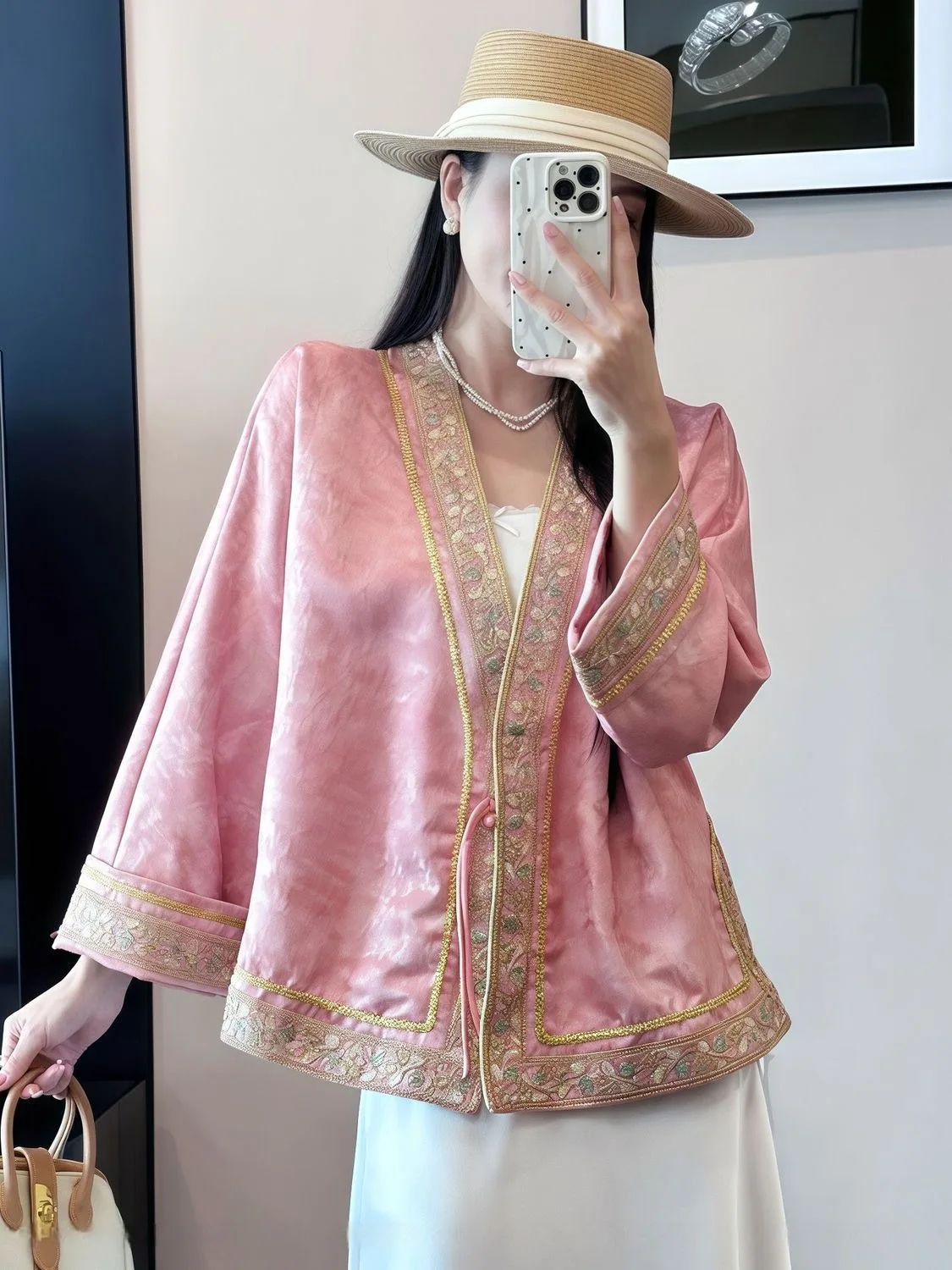 

Весенне-осенняя свободная модная верхняя одежда с большими карманами, стройнящая, с качественной строчкой, в традиционном китайском стиле, женская.