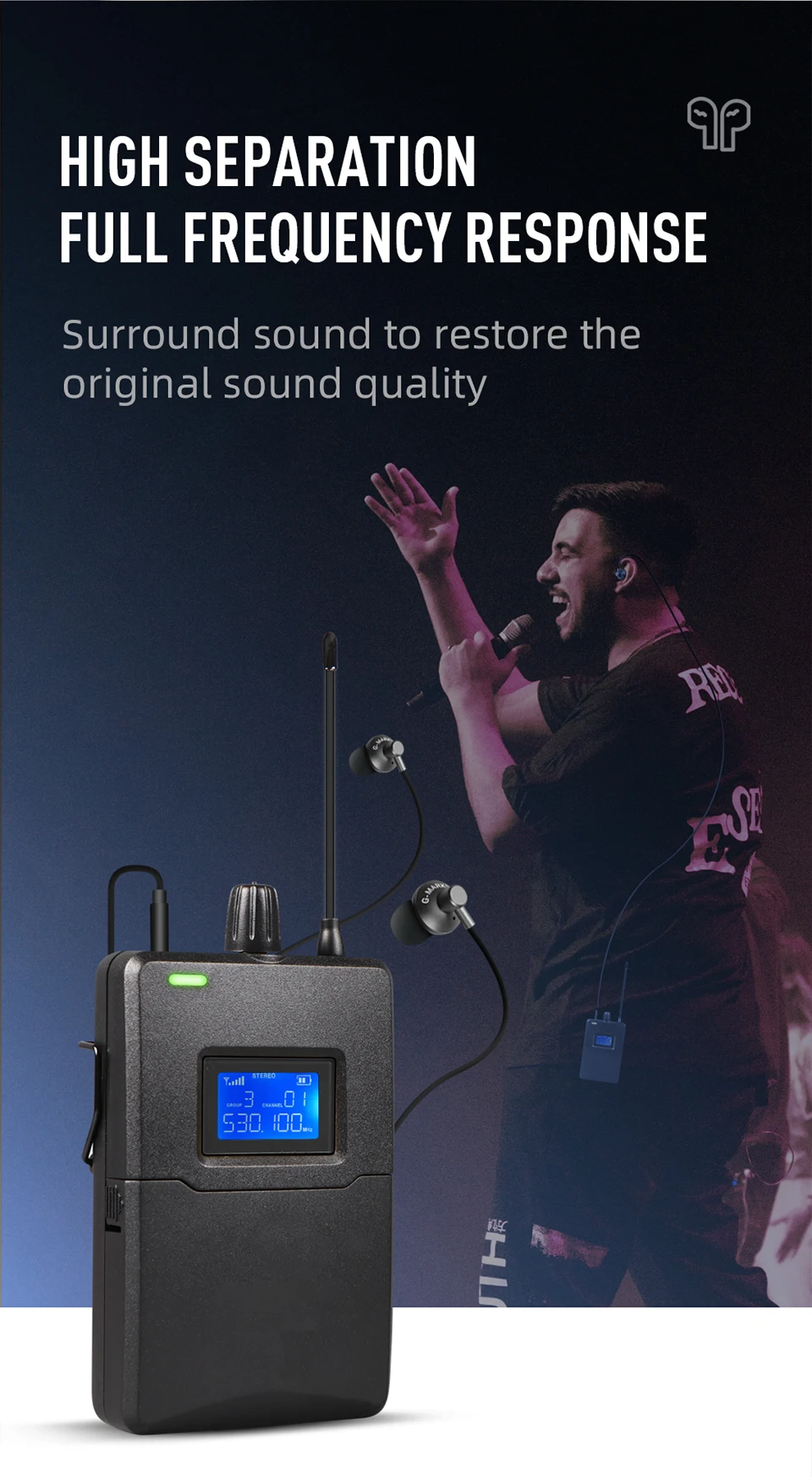 Paulkitson G6000 PRO Drahtloses In-Ear-Monitoring-System IEM Drahtloses Bühnenmonitoring UHF Stereo Zero-Delay Metallgehäuse für Sänger – Detail 2