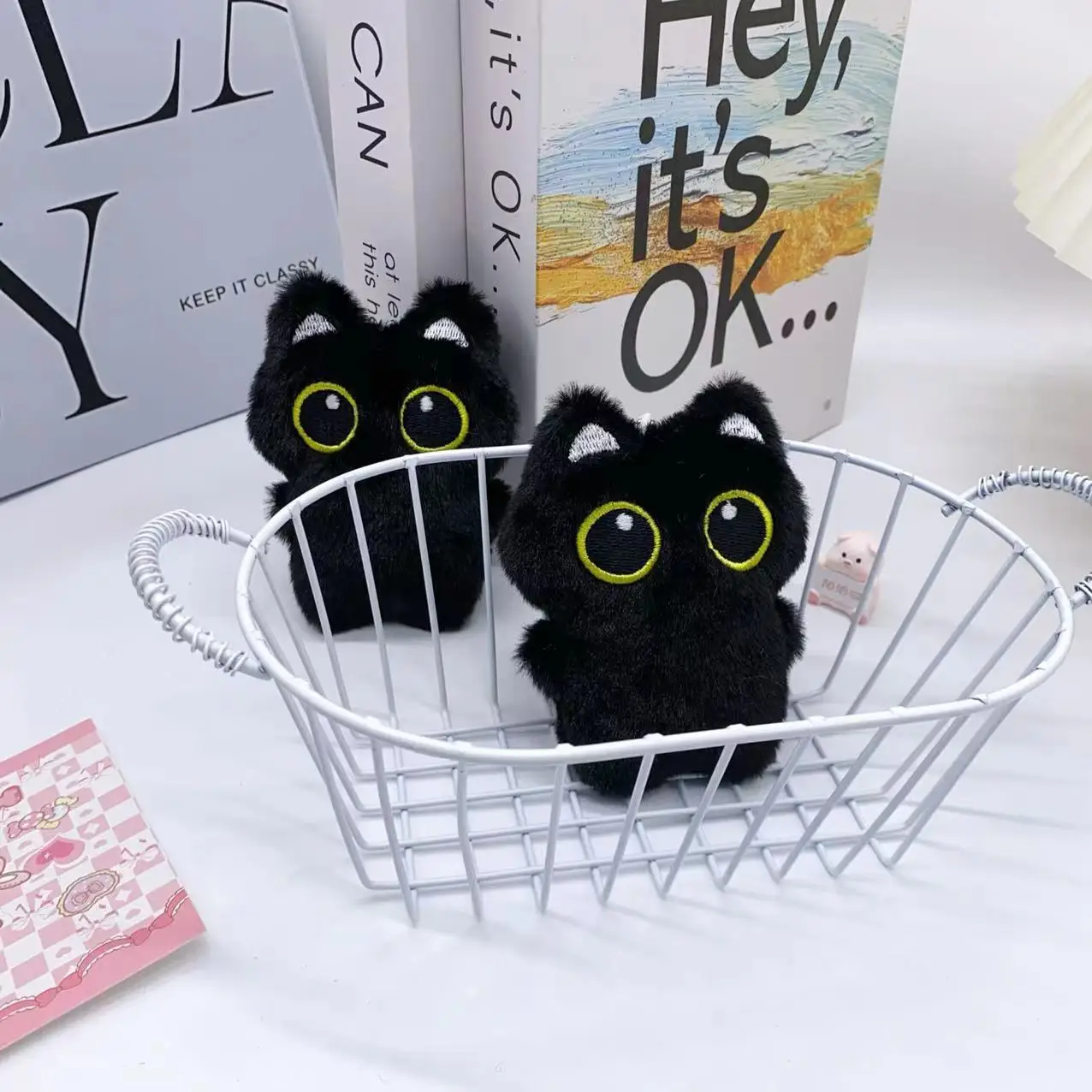 10cm Cute Black Cat plush toy Doll Small Pendant Cuddly Pillow Cushion Ins Black Cat Plush Toy Doll for Boy Girl Brithday Gifts
