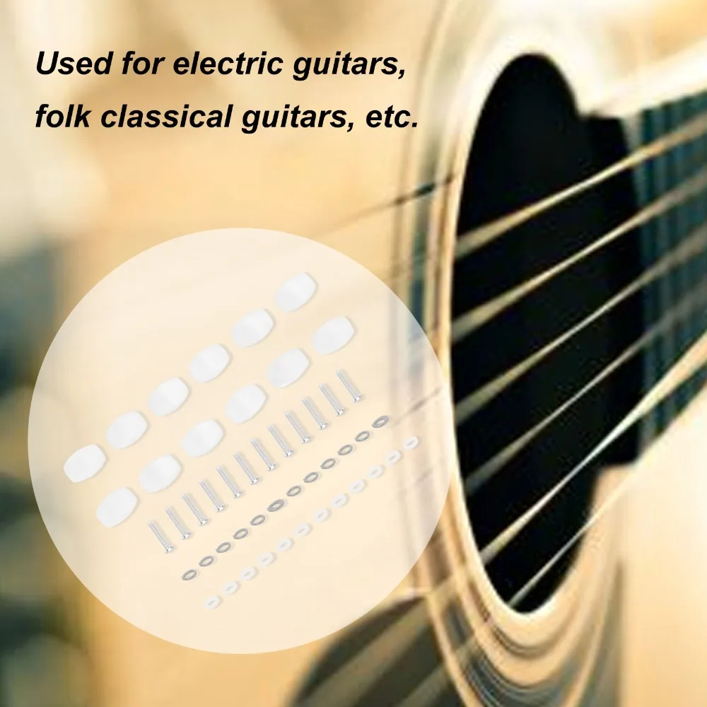 12PCS Plastic Material Guitar Tuning Pegs White Color Screws Washers Included Machine Head Tuner Tuning Key Buttons For Guitars