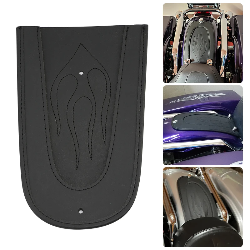 Black Motorcycle Accessories Flame Stitch Leather Rear Fender Bib Cover Pad For Harley Sportster 883 1200 2004-up