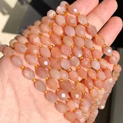 8x7mm Faceted Oval Stone Beads Natural Sunstone Spacer Bead For Jewelry Making Diy Bracelet Necklace Accessories 7.5''