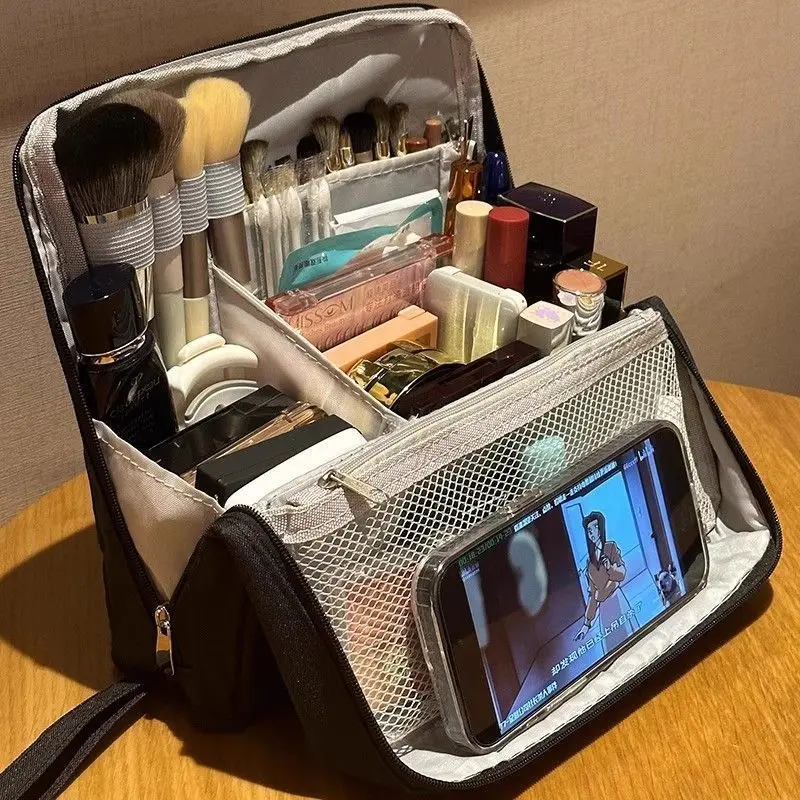 Makeup bag, large capacity cosmetic storage bag, multi-layer partition