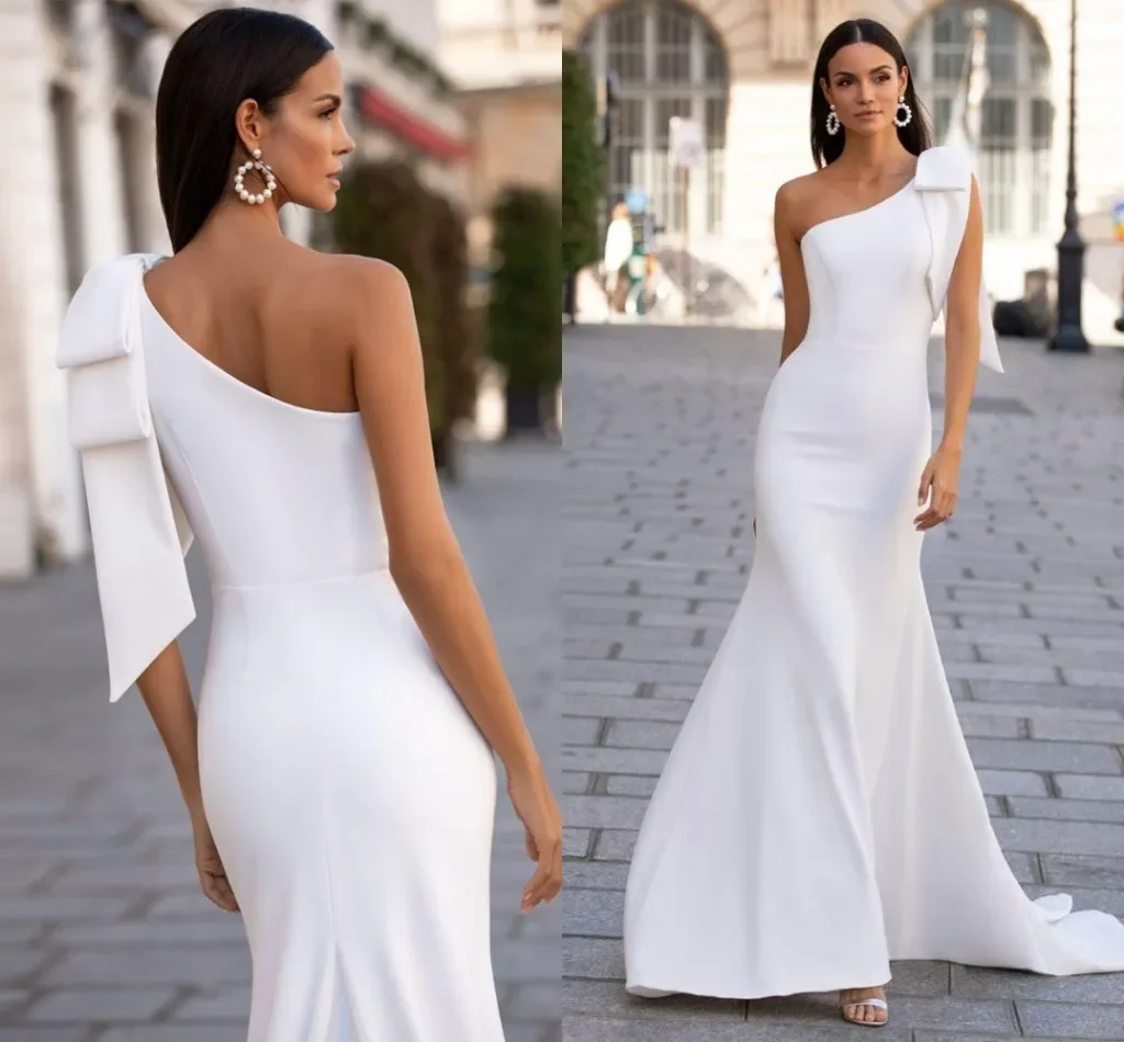 Fashion simple mermaid wedding dress sexy single shoulder sleeveless wedding dress beach wedding party new custom 2024