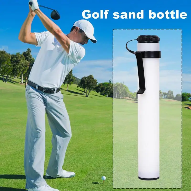 Golf Cart Sand Bottle With Holder Portable Push Cart Accessories Sand Tube With Lid Lightweight PP Golf Accessories For