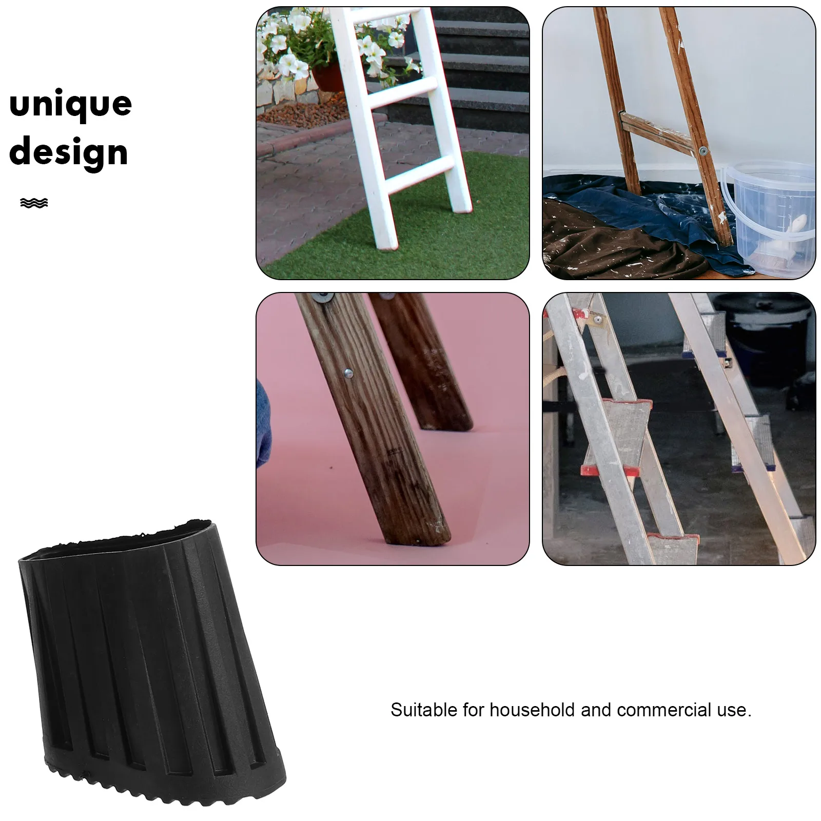 4Pcs Step Ladder Feet Replacement Non-Slip Rubber Covers Protect Floors Tiles Carpets Step Ladder Feet Replacement