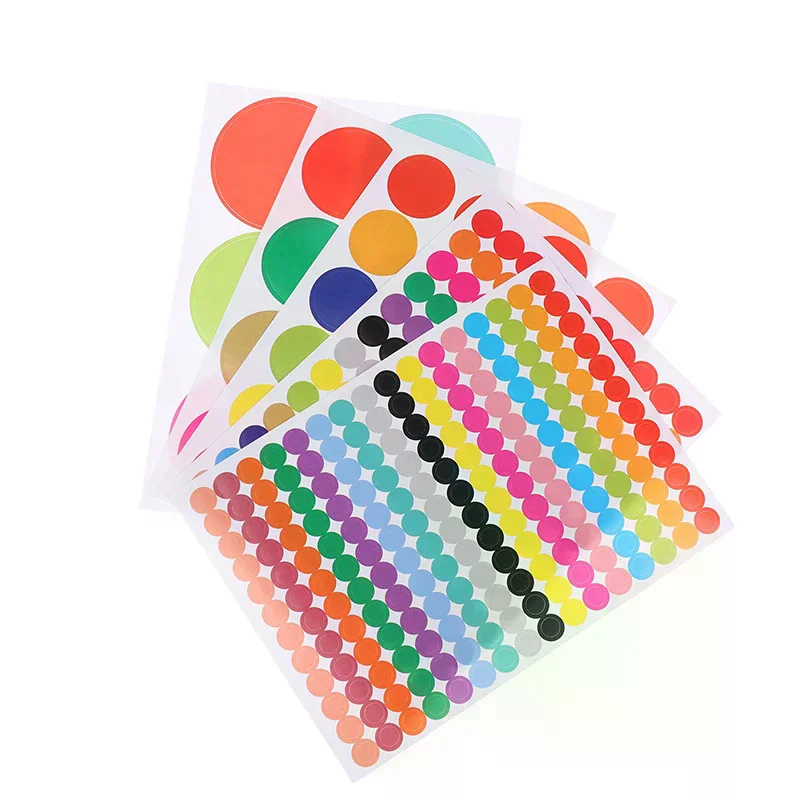 6-45mm Polka Dot Stickers Colored Circle Party Markers Pack for Office Toys Diary Enhancements