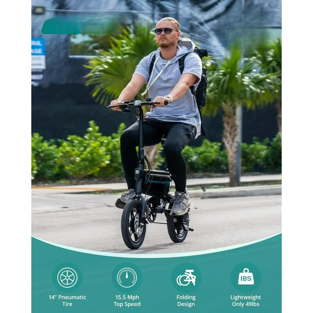 Electric Bike, for Ages 13+, Max Range 25Miles(Pedal-Assist) 250W Folding E-Bike with Removable Battery,14