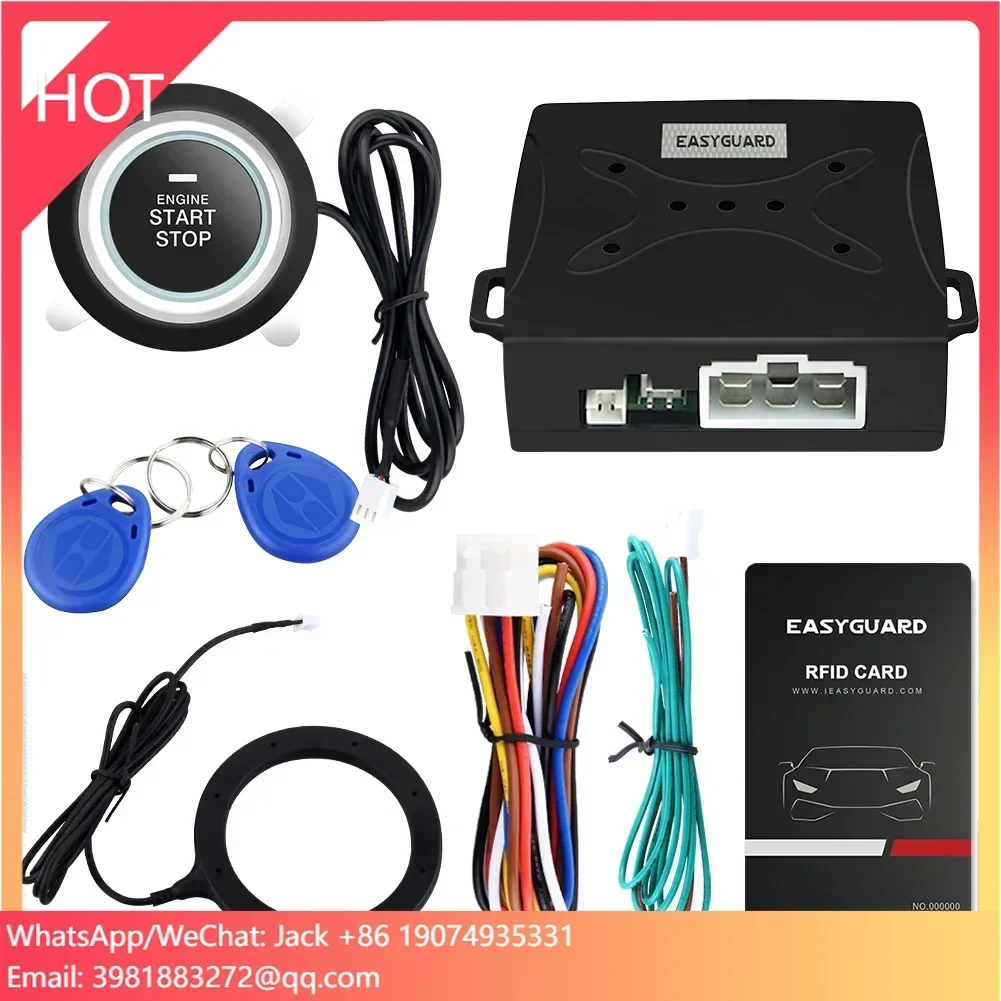 

EASYGUARD Universal EC004 DC12V Smart RFID Car Alarm System With Push Start Button & Keyless Go System
