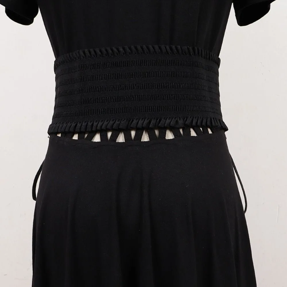 أزياء بو الجلود حزام الخصر زينة عارضة ليوبارد طباعة Cummerbund النمط الكلاسيكي الرجعية واسعة حزام خصر النساء