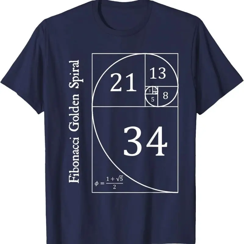 Funny Fibonacci Gold Spiral Nerd Math Teacher Gift Golden Ratio T-Shirt Mathematics Geometry Graphic Tee Casual Science Top