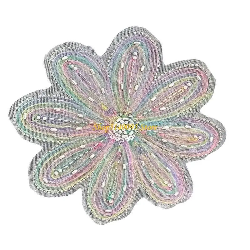DXAE Eleganti patch fiori ricamati con paillettes Versatili Decorazione fiori per abbigliamento, borse e cappelli