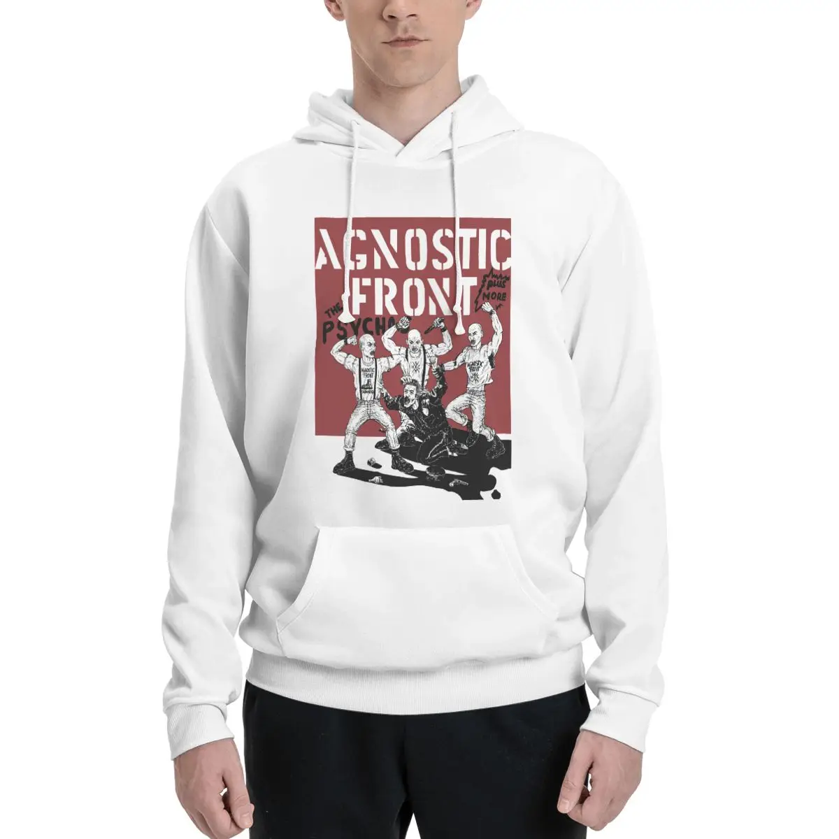 Agnostic Front Hoodie Men Women Sweatshirt Graphic Print Kanga Pocket Hoodies Casual Hoodie Pullover Long Sleeve Shirts