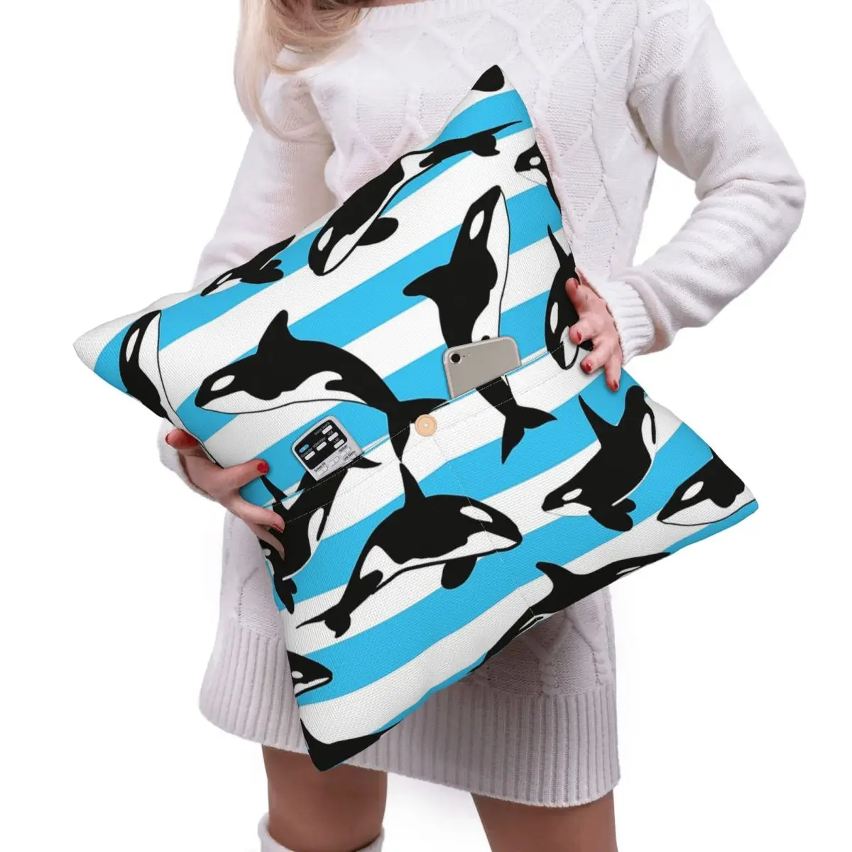 Orca Killer Whale Square Linen Pillowcase Cushion Cover Polyester Decorative Bed Home Comfort Throw Pillow