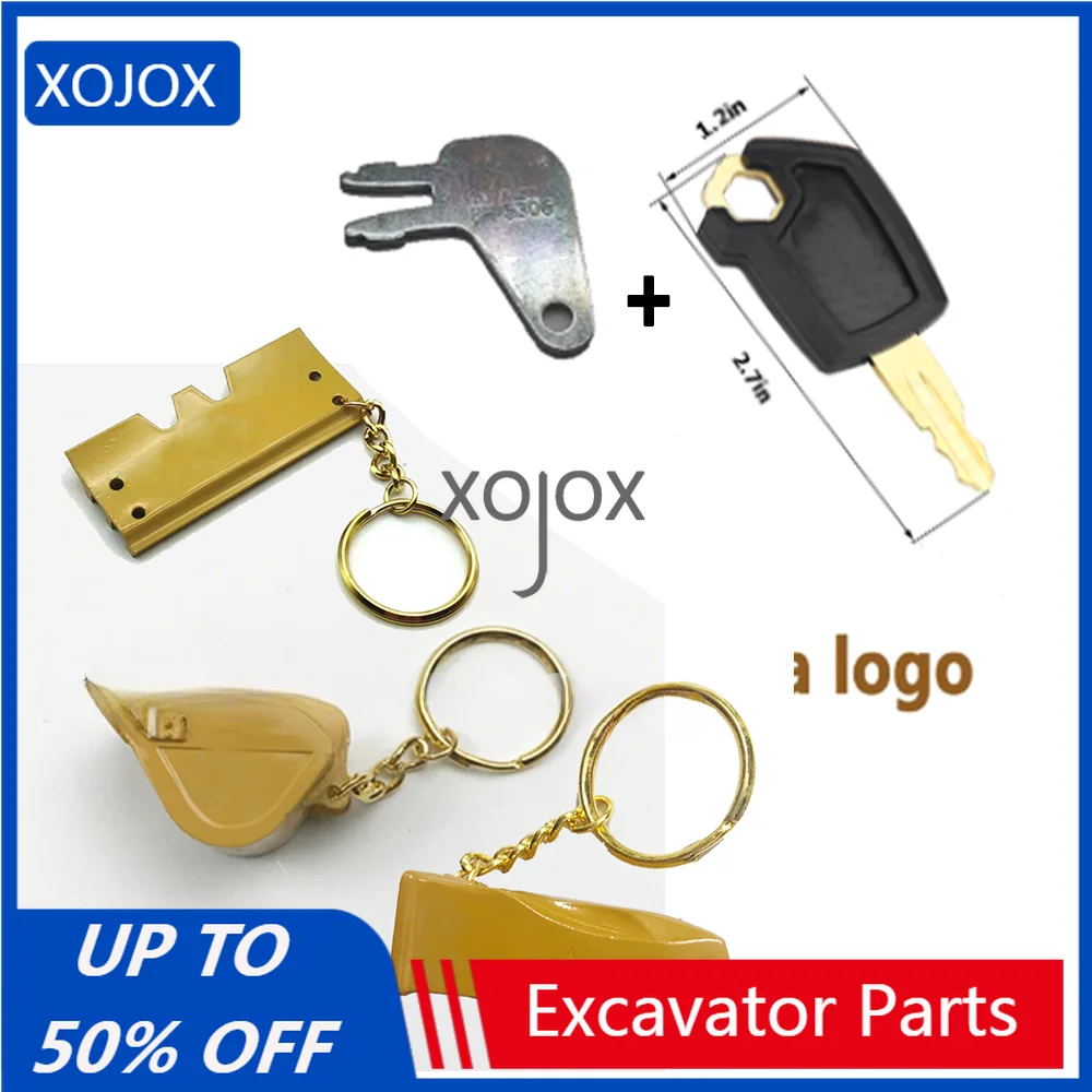 

XOJOX 8H5306 5P8500 For Excavator Heavy Equipment Keychain F0002 Ignition Key with Bucket Key Chain