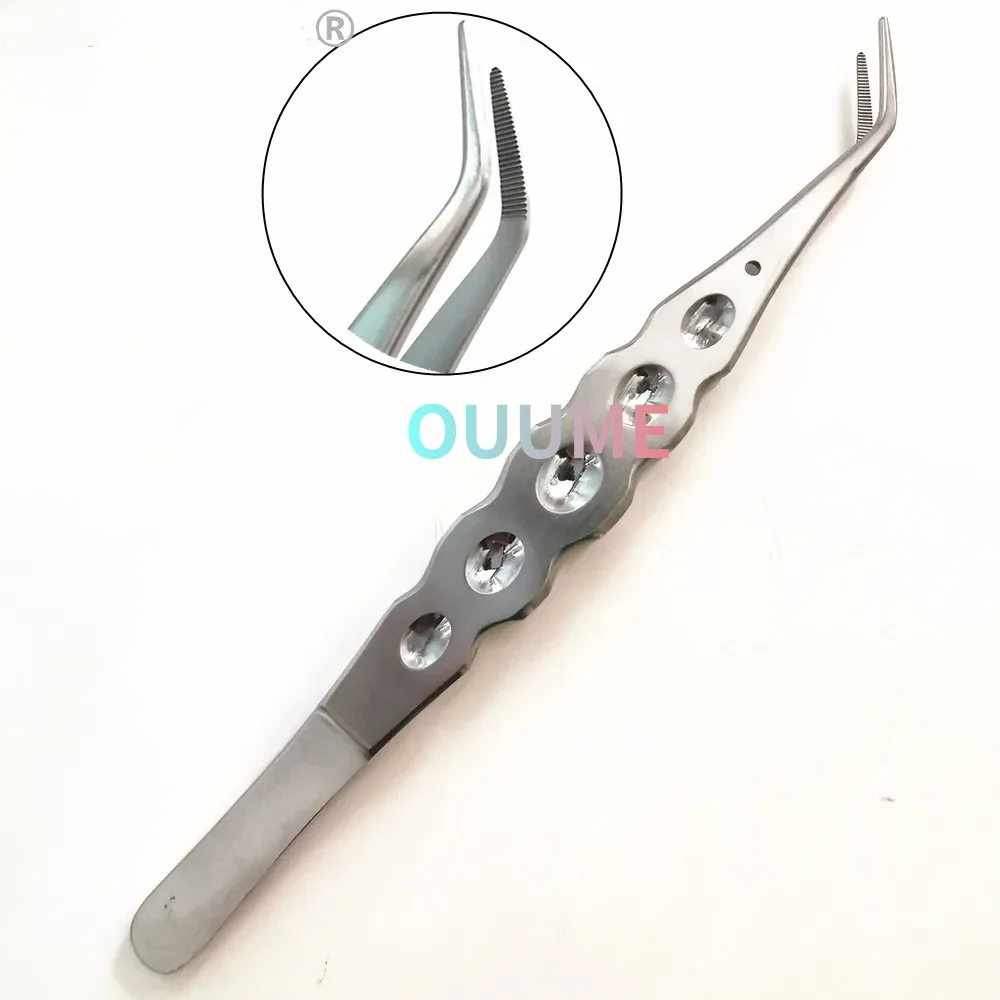 15.5cm Dental Surgical Operation Stitching Tweezer College Tweezers Cotton Dressing Tissue Tweezer Serrated Tip Oral Care