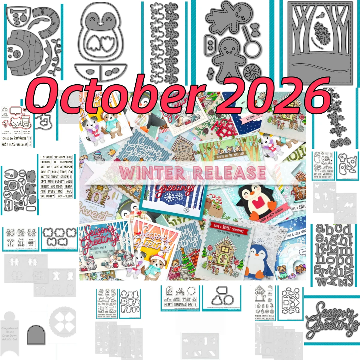 Christmas 2026 Gingerbread Border House Penguin Cozy Dogs Metal Cutting Die Clear Stamps Stencil for DIY Making Card Scrapbook