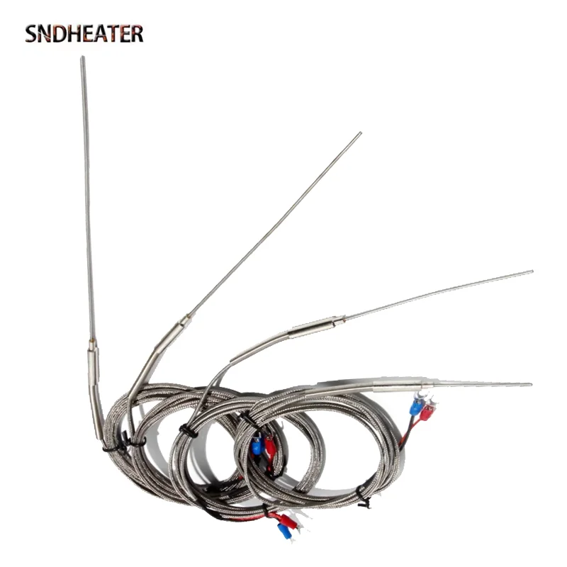 SNDHEATER K Type High Temperature Sensor Thermocouple 50MM/100MM/150MM/200MM/300MM Needle Probe 1M/2M/3M/4M/5M Shielding Wire