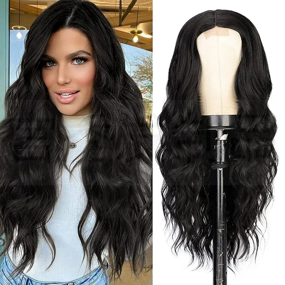 Wig European and American women's front lace wig medium point small lace highlights long curly hair chemical fiber headgear