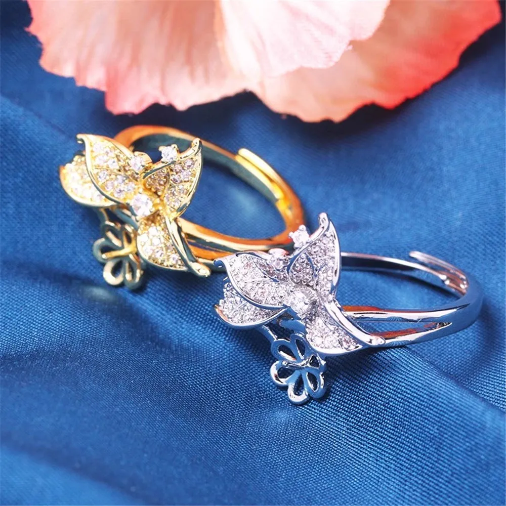 

Copper 18K Gold Pearl Rings Settings Classic Rings Resizable Design Rings Base Women DIY Pearl Rings Accessory No Pearl