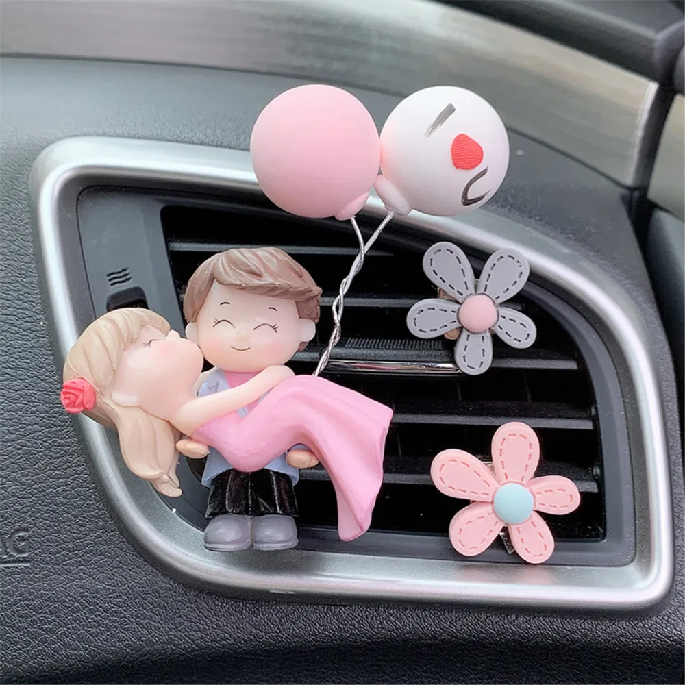 1set Lovely Couple Girl Boy Car Air Vent Freshener Essential Oil Perfume Clip Scent Aromas Diffuser Auto Decor