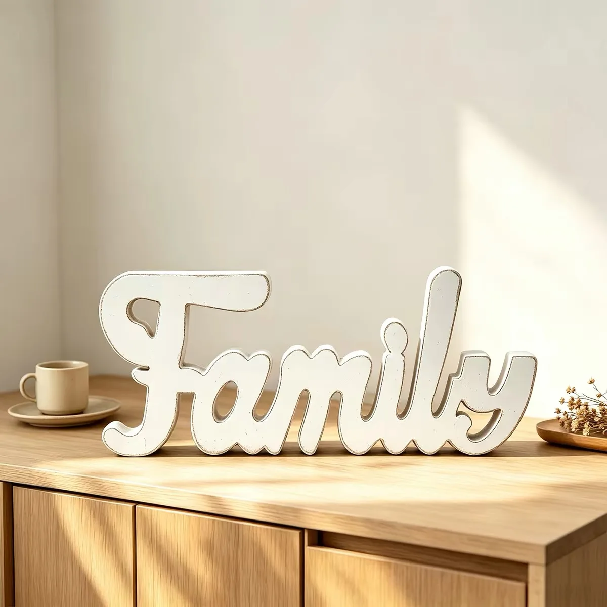 Rustic MDF Wooden Word Sign Handmade Distressed Tabletop Decor Family Blessed Welcome Love Coffee Farmhouse Shelf Home Ornaments