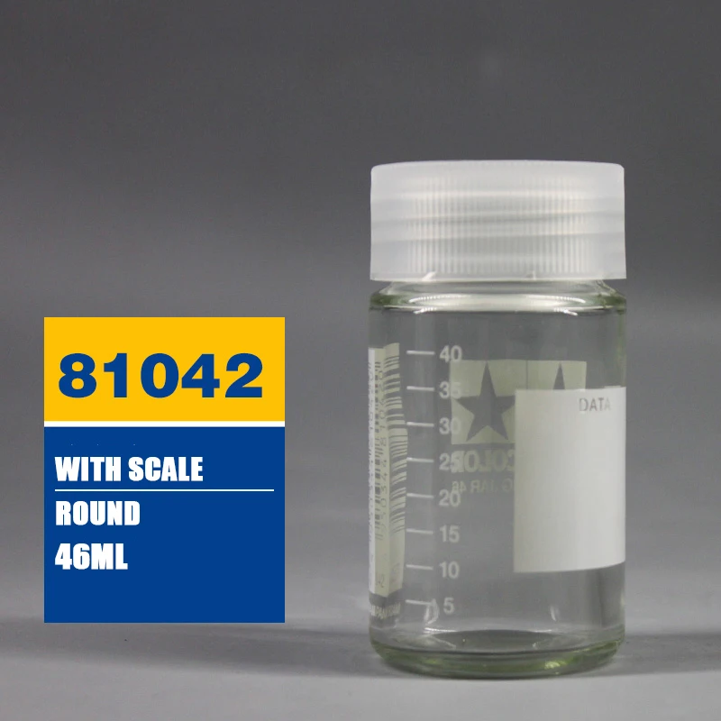 TAMIYA Color 81042 Paint Mixing Jar with Scale 46ML Glass Round Empty Bottle Model Finishes Spare Bottle Hobby Craft Accessories