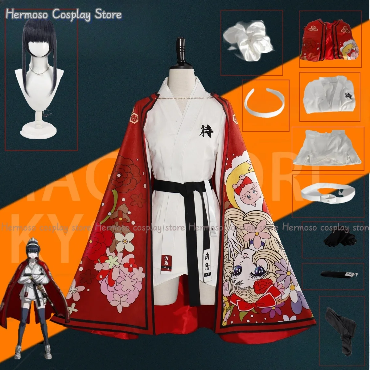 

The Hundred Line: Last Defense Academy Kyoshika Magadori Косплей Костюм Парик Повседневный комплект кимоно для Хэллоуина Конвенционное платье