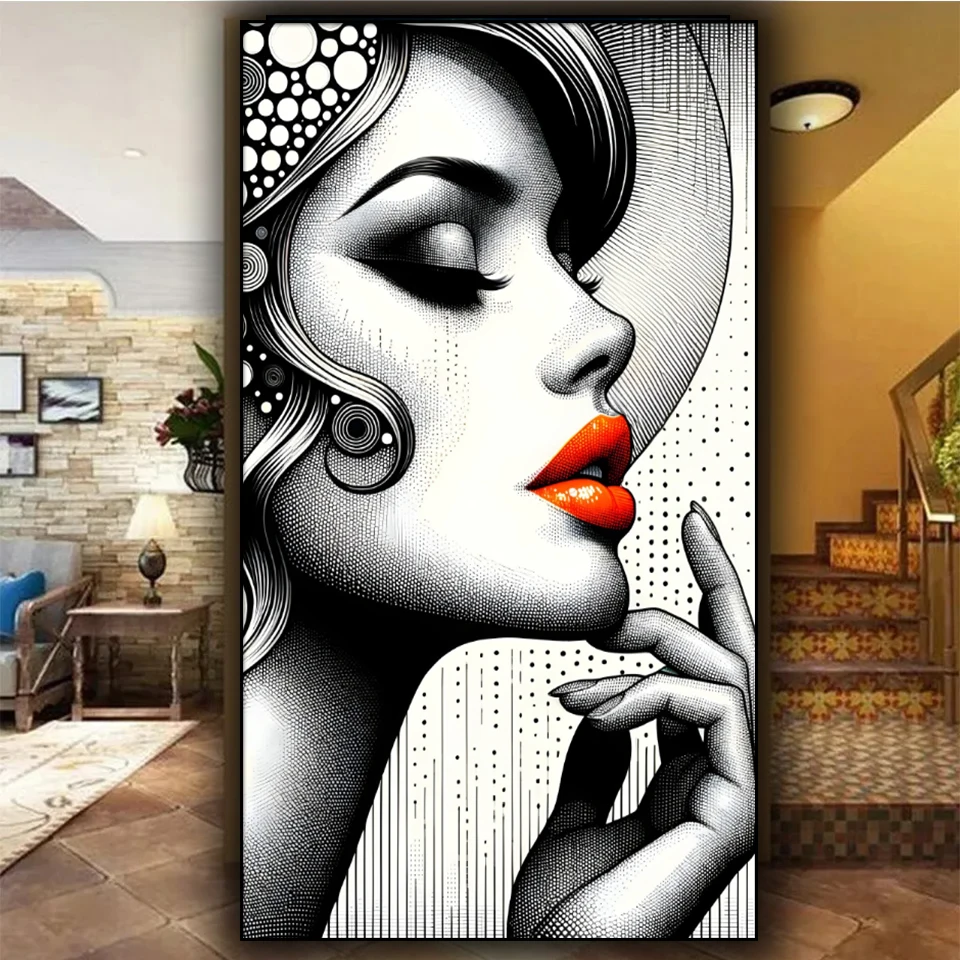 Black and white elegant woman Diamond painting New 2025 Diy Full Square Round Diamond mosaic stich cross portrait Gift Big Size