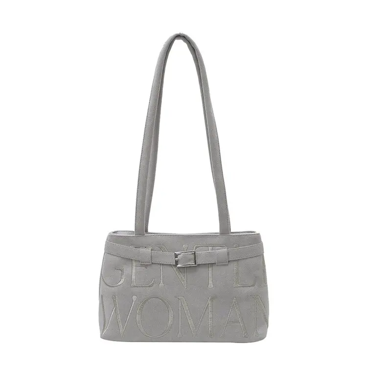 Borsa tote a spalla ricamata in pelle scamosciata 2025 - Borsa a tracolla da donna con tracolla regolabile per gite casual/shopping/vacamenti in spiaggia