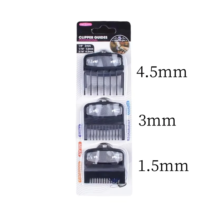 1,5mm 3mm 4,5mm 6mm Abstandskämme für elektrische Haarschneidemaschinen, professionelle Schneidführungskämme für Friseursalons, Schwarz Y0731 – Detail 24