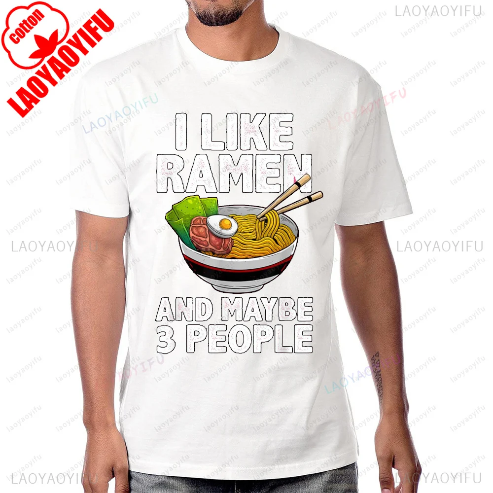 Cool Ramen Anime Ramen Noodle Soup Cup Noodles Graphic T-Shirt Casual Fashion Loose Streetwear Summer Short Sleeve Man Tshirt
